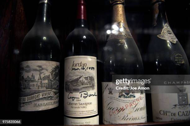 Bottle signed by George W. Bush is in the Broadmoor display of pre-World War I liquors from the private cellar of The Broadmoors founding father,...