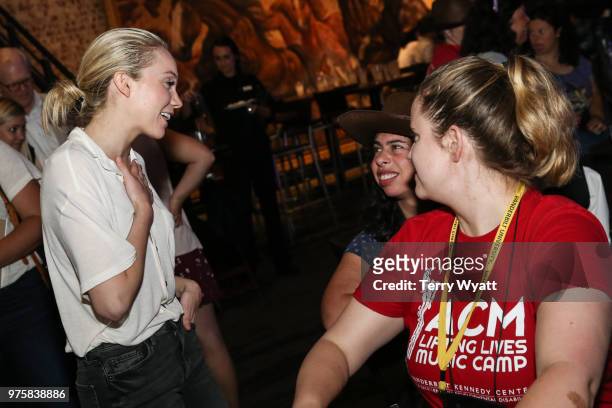 Singer Danielle Bradbery spends time with ACM Lifting Lives Campers during ACM Lifting Lives Music Camp at The Wildhorse Saloon on June 15, 2018 in...