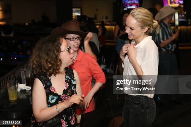 Singer Danielle Bradbery spends time with ACM Lifting Lives Campers during ACM Lifting Lives Music Camp at The Wildhorse Saloon on June 15, 2018 in...