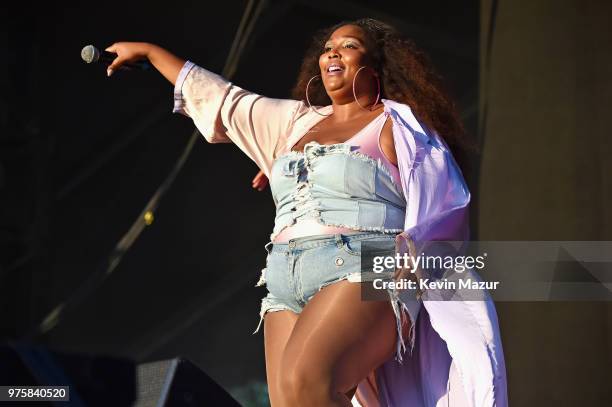 Lizzo performs on the Lawn Stage during the 2018 Firefly Music Festival on June 15, 2018 in Dover, Delaware.
