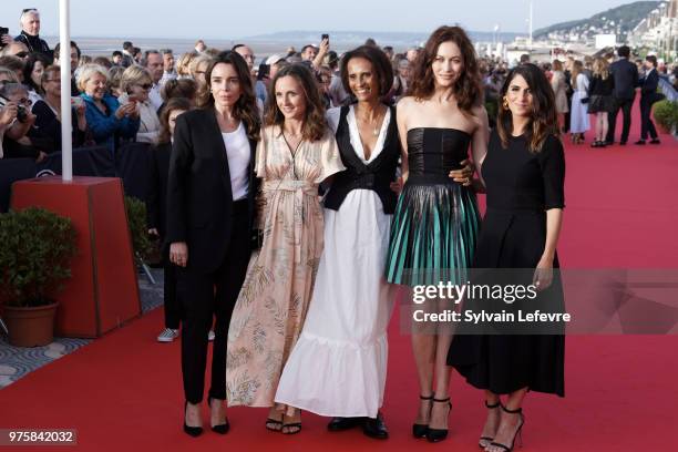 Elodie Bouchez, Camille Chamoux, Karine Silla-Perez, Olga Kurylenko, Geraldine Nakache attend red carpet photocall during Cabourg Film Festival day 3...