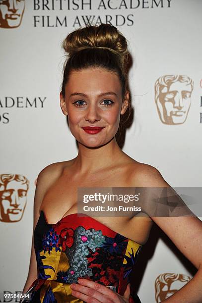 Romola Garai attends the Orange British Academy Film Awards 2010 at the Royal Opera House on February 21, 2010 in London, England.