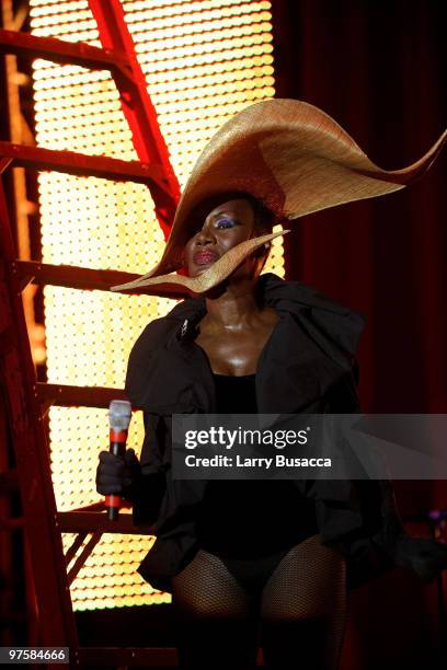 Singer Grace Jones performs during the 18th Annual Elton John AIDS Foundation Academy Award Party at Pacific Design Center on March 7, 2010 in West...