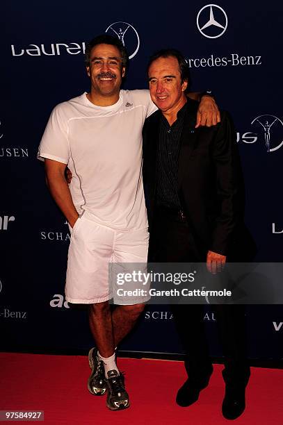 Laureus Sports Academy members Daley Thompson and Hugo Porto attends the Laureus Welcome Party part of the Laureus Sports Awards 2010 at the...