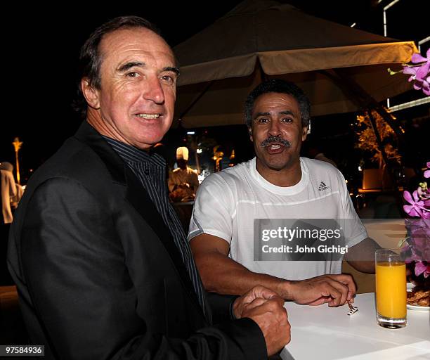 Laureus Sports Academy members Daley Thompson and Hugo Porto attend the Laureus Welcome Party part of the Laureus Sports Awards 2010 at the Fairmount...