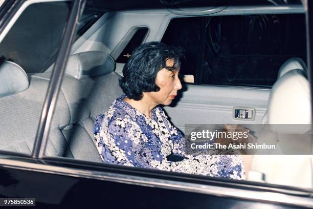 Kazuko Takatsukasa, daughter of Emperor Hirohito, is seen on departure at the Imperial Palace after seeing the Emperor after vomiting blood on...