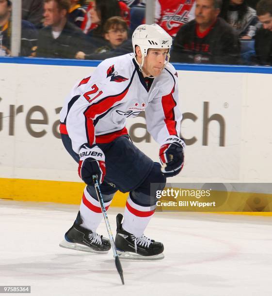Brooks Laich of the Washington Capitals skates against the Buffalo Sabres on March 3, 2010 at HSBC Arena in Buffalo, New York.