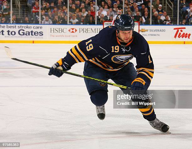 Tim Connolly of the Buffalo Sabres skates against the Washington Capitals on March 3, 2010 at HSBC Arena in Buffalo, New York.