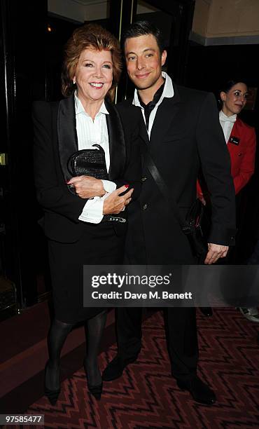 Cilla Black and Duncan James arrive at the World Premiere of 'Love Never Dies', at the Adelphi Theatre on March 9, 2010 in London, England.