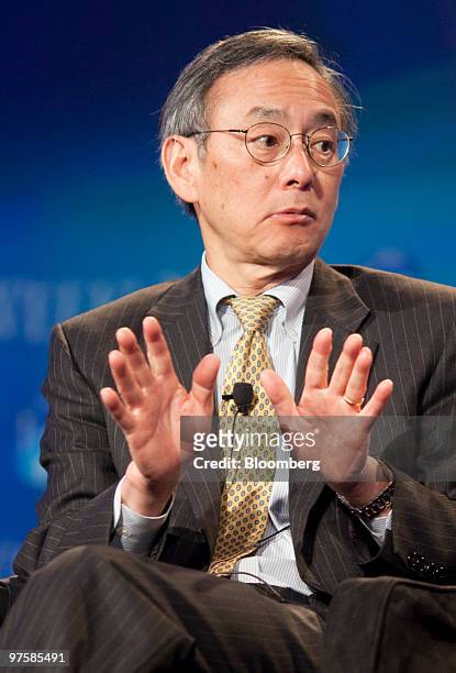 Steven Chu, U.S. Secretary of energy, speaks at the 2010 CERAWEEK conference in Houston, Texas, U.S., on Tuesday, March 9, 2010. CERAWEEK, a...