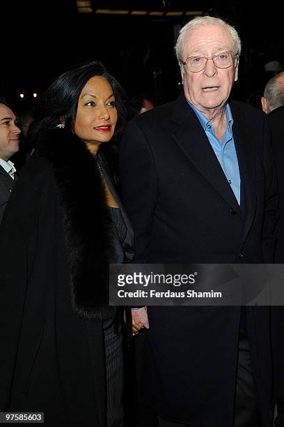 Sir Michael Caine and Shakira Caine attend the Premiere of Love Never Dies on March 9, 2010 in London, England.