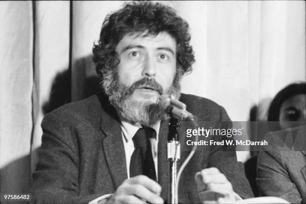 American journalist and music critic Nat Hentoff speaks at a panel discussion about the work of Greek-French filmmaker Costa Gavras, New York, New...