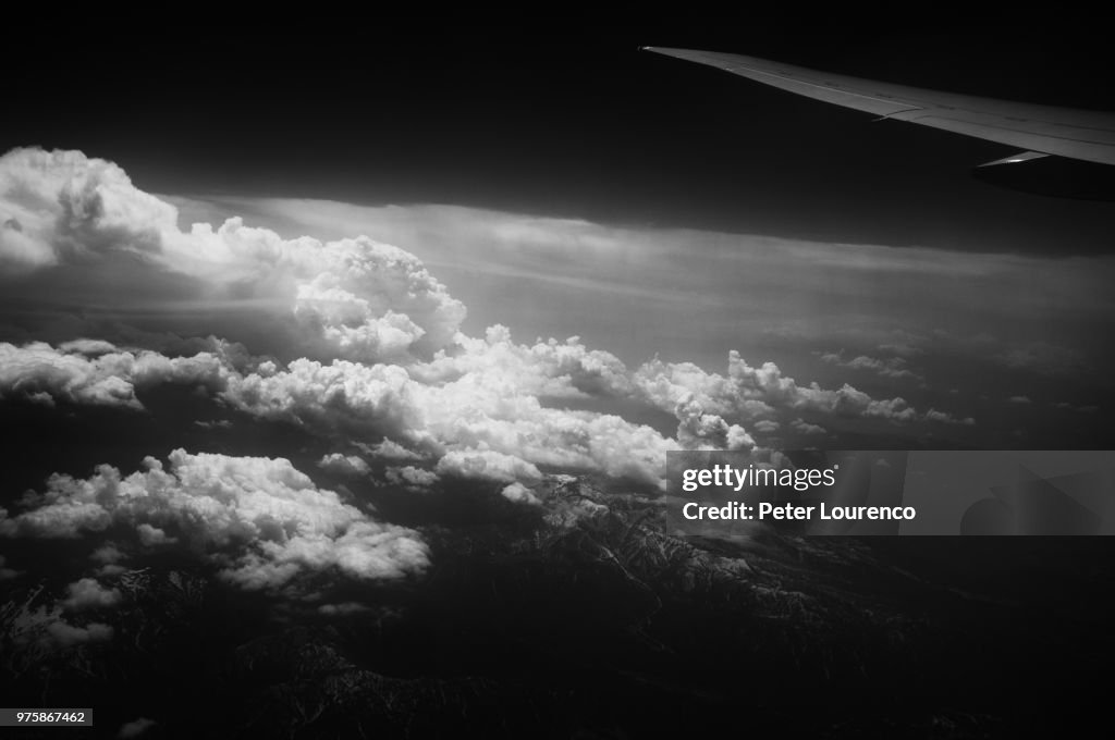 View of sky and clouds from aeroplane, Japan