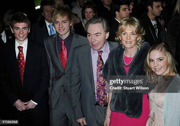 Andrew Lloyd Webber and family arrive for the world premiere of 'Love Never Dies' at the Adelphi Theatre on March 9, 2010 in London, England.