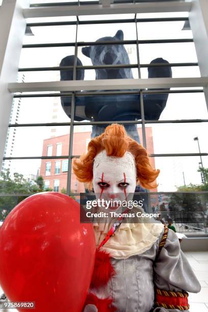 Hailey from Nebraska dressed up as the Stephen King character Pennywise at the Denver Comic-Con held at the Colorado Convention Center on June 15,...