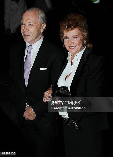 Cilla Black and guest arrive for the world premiere of 'Love Never Dies' at the Adelphi Theatre on March 9, 2010 in London, England.