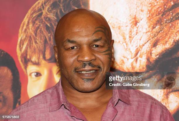 Actor and former boxer Mike Tyson attends the world premiere of the movie "China Salesman" at the Cannery Casino Hotel on June 15, 2018 in North Las...