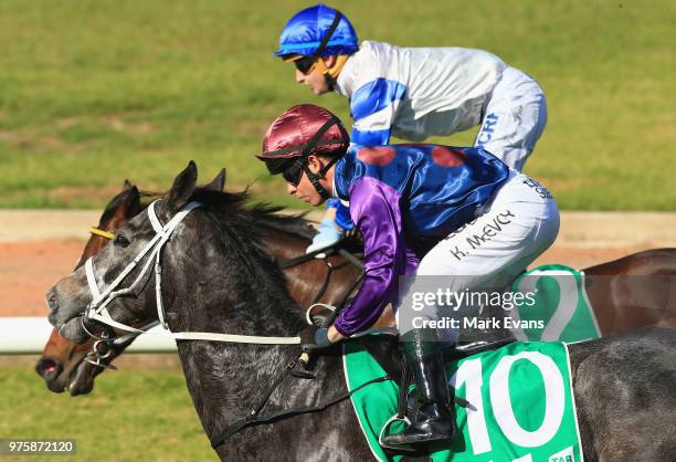 Kerrin McEvoy on My Blue Jeans wins race 3 during Sydney racing at Rosehill Gardens on June 16, 2018 in Sydney, Australia.