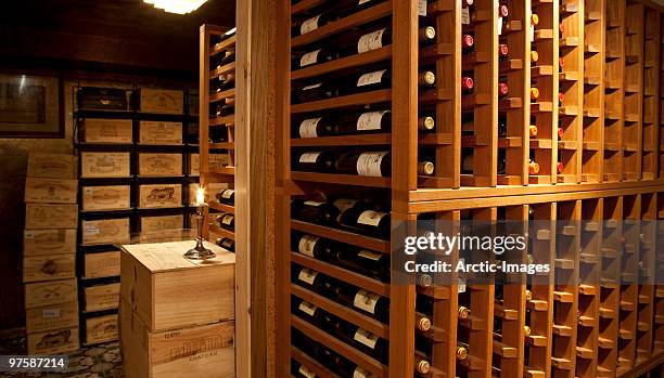 collection of wine from around the globe - wine room stock pictures, royalty-free photos & images