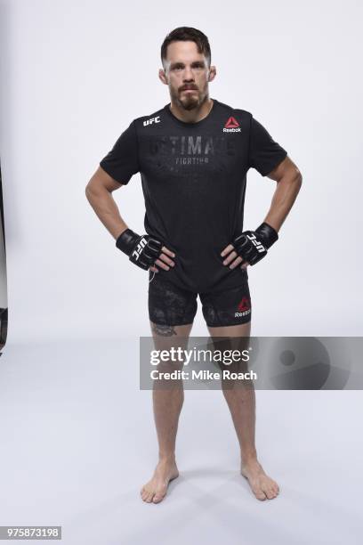 Jake Ellenberger poses for a portrait during a UFC photo session on May 29, 2018 in Utica, New York.