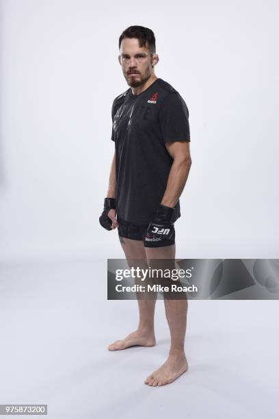 Jake Ellenberger poses for a portrait during a UFC photo session on May 29, 2018 in Utica, New York.