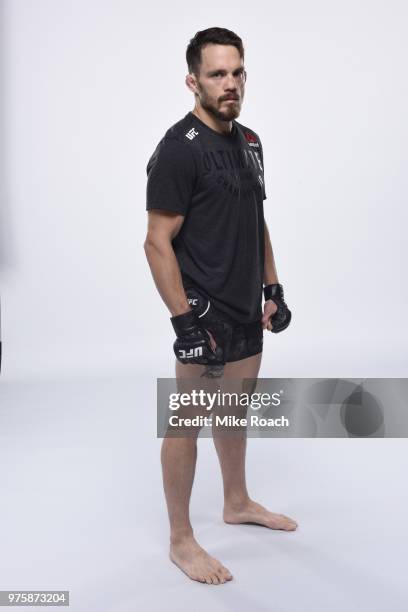 Jake Ellenberger poses for a portrait during a UFC photo session on May 29, 2018 in Utica, New York.