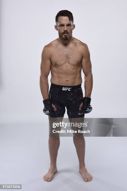 Jake Ellenberger poses for a portrait during a UFC photo session on May 29, 2018 in Utica, New York.