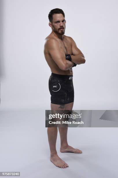 Jake Ellenberger poses for a portrait during a UFC photo session on May 29, 2018 in Utica, New York.