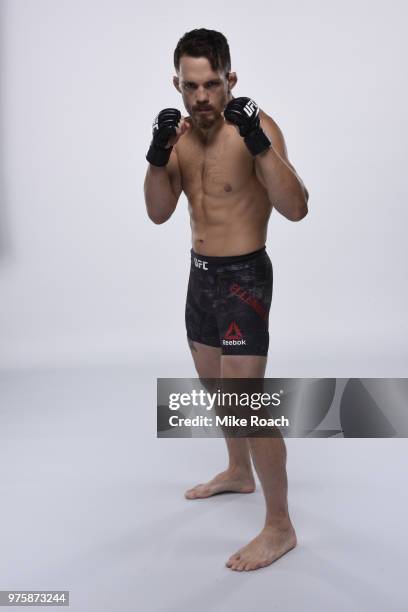 Jake Ellenberger poses for a portrait during a UFC photo session on May 29, 2018 in Utica, New York.