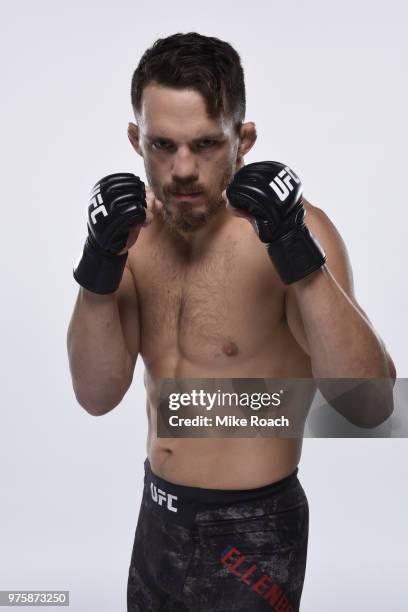 Jake Ellenberger poses for a portrait during a UFC photo session on May 29, 2018 in Utica, New York.