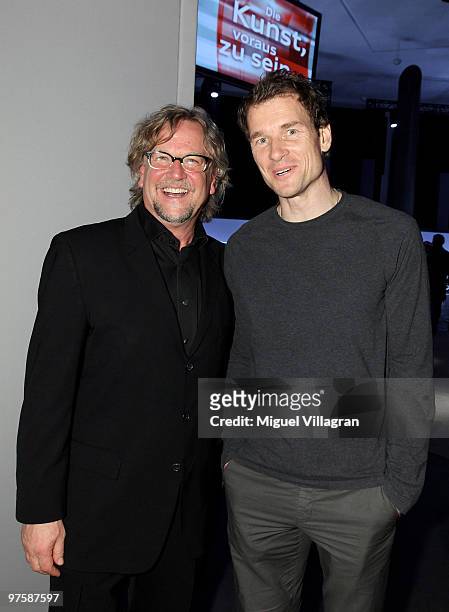 Martin Krug and Jens Lehmann attend the presentation of the new Audi A8 car on March 9, 2010 in Munich, Germany.