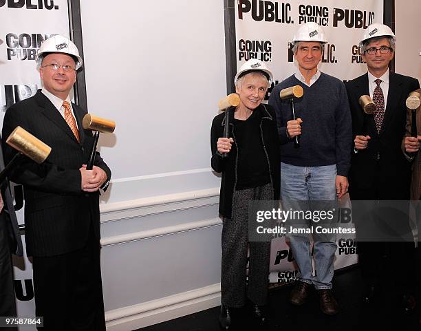 Executive Director of the Public Theater Andrew D. Hamingson, Board member of the Public Theater Gail Papp, actor Sam Waterston and Public Theater...