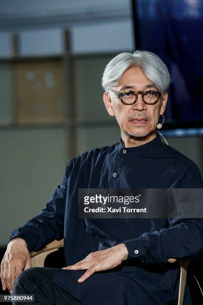 Ryuichi Sakamoto attends a conference at Sonar Festival on June 15, 2018 in Barcelona, Spain.
