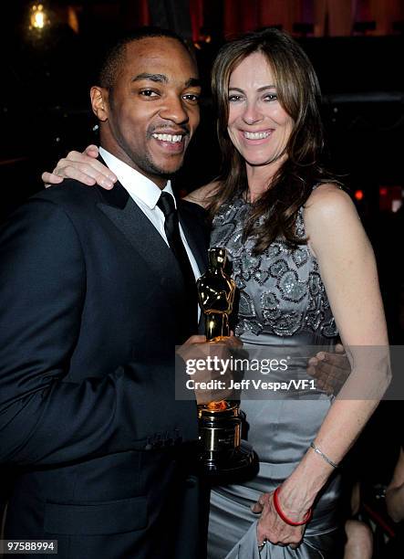 Actor Anthony Mackie and director Kathryn Bigelow attend the 2010 Vanity Fair Oscar Party hosted by Graydon Carter at the Sunset Tower Hotel on March...