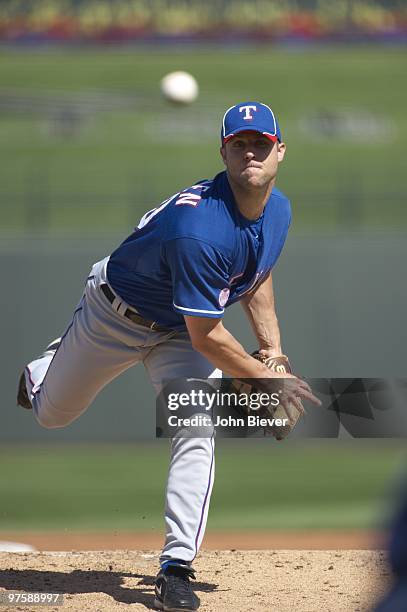 Texas Rangers Rich Harden in action, pitching vs Kansas City Royals during spring training. Surprise, AZ 3/4/2010 CREDIT: John Biever