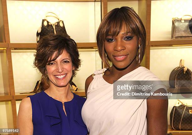 Glamour Magazine Editor-in-Chief Cindi Leive and tennis player Serena Williams attend a party hosted by Louis Vuitton and Glamour to celebrate the...