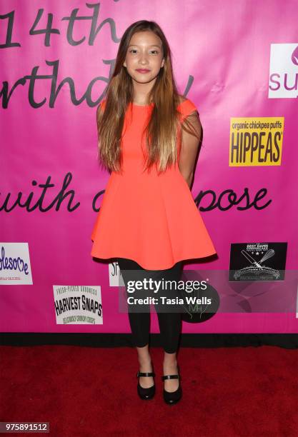 Saylor Curda attends Jillian Estell's red carpet birthday party with a purpose benefitting The Celiac Disease Foundation on June 15, 2018 in Los...