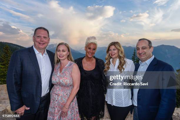 Doug Olson, Heather Olson, Anne Burrell, Sue Werther, and Jon Werther attend the FOOD & WINE 36th annual FOOD & WINE Classic in Aspen at the top of...