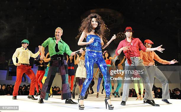 Miss Universe Japan Emiri Miyasaka performs during 2010 Miss Universe Japan final competition at Grand Prince Hotel New Takanawa on March 9, 2010 in...