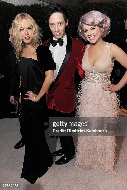 Stylist Rachel Zoe, figure skater Johnny Weir, and Kelly Osbourne attend the 18th Annual Elton John AIDS Foundation Oscar party held at Pacific...