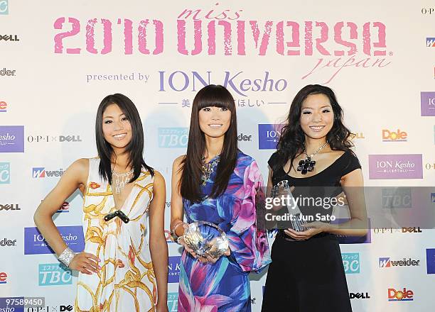 Newly crowned 2010 Miss Universe Japan Maiko Itai poses for photographers during the 2010 Miss Universe Japan final competition at Grand Prince Hotel...