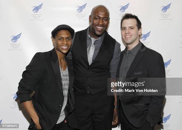 Ephraim Sykes, John Eric Parker, and honoree Peter Lerman attends the 2010 Jonathan Larson Grants Presentation at the American Airlines Theatre on...