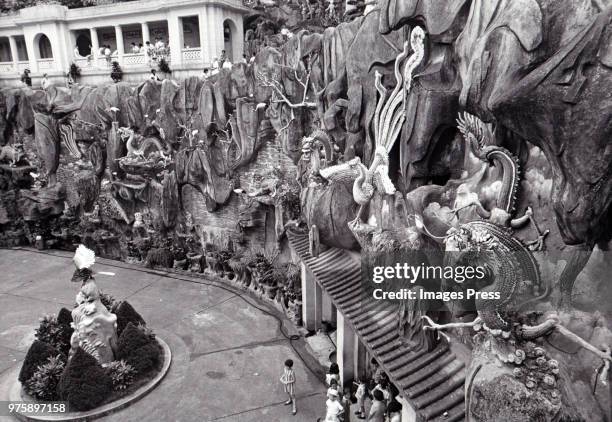 View of Tiger Balm Gardens circa 1977 in Hong Kong.