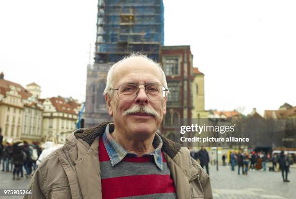 March 2018, Czech Republic, Prague: Petr Skala stands in front of the townhall in the old city centre. He is responsible for the accuracy of the...