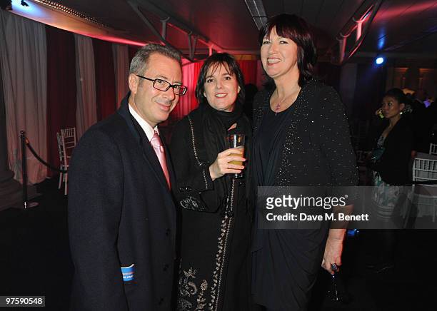 Bel Elton, his wife and Janet Street-Porter attend the afterparty following the world premiere of "Love Never Dies" at the Old Billingsgate Market on...