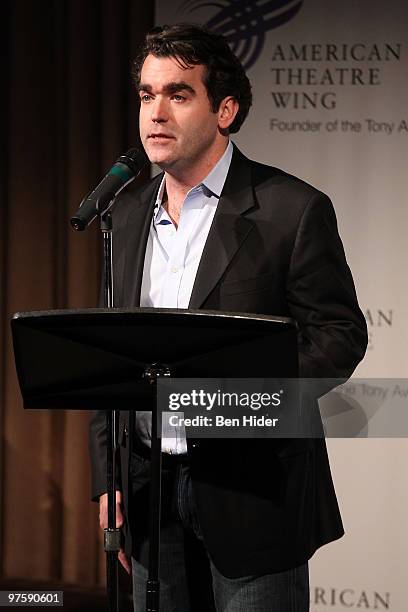 Singer Brian d'Arcy James performs at the 2010 Jonathan Larson Grants Presentation at the American Airlines Theatre on March 9, 2010 in New York City.