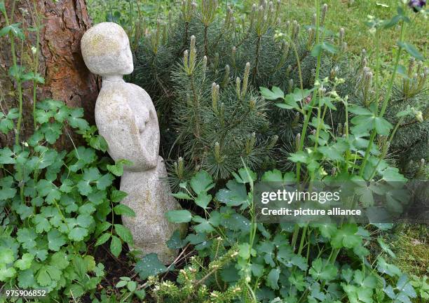 May 2018, Letschin, Germany: A sculpture in the garden of Gabriela von Oettingen and Susanne Stapff, who take part in the initiative "Open Gardens in...