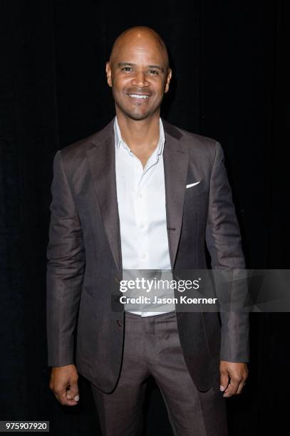 Dondre Whitfield poses for a portrait backstage during the American Black Film Festival - Celebrity Scene Stealers Presented By TV One at Loews Miami...