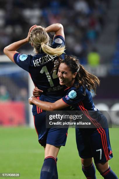 May 2018, Ukraine, Kiev: Women's football, Champions League, VfL Wolfsburg vs Olympique Lyon at the Valeriy Lobanovskyi Dynamo Stadium. Lyon's Ada...