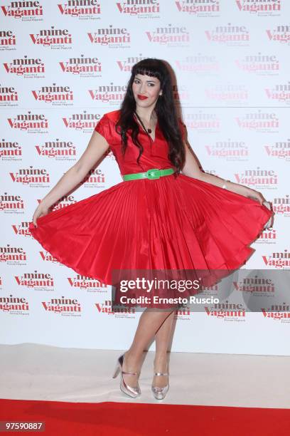 Italian singer Nina Zilli attends the "Mine Vaganti" premiere on March 9, 2010 in Rome, Italy.